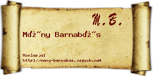 Mány Barnabás névjegykártya